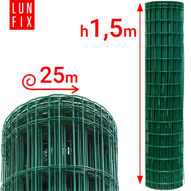 Siatka zgrzewana Lun Fix 150cm zielona zgrzewana 25mb 1szt.