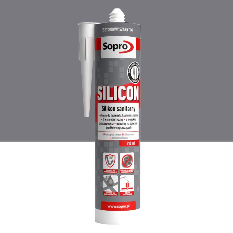 Silikon sanitarny Sopro 310 ml beton szary 14