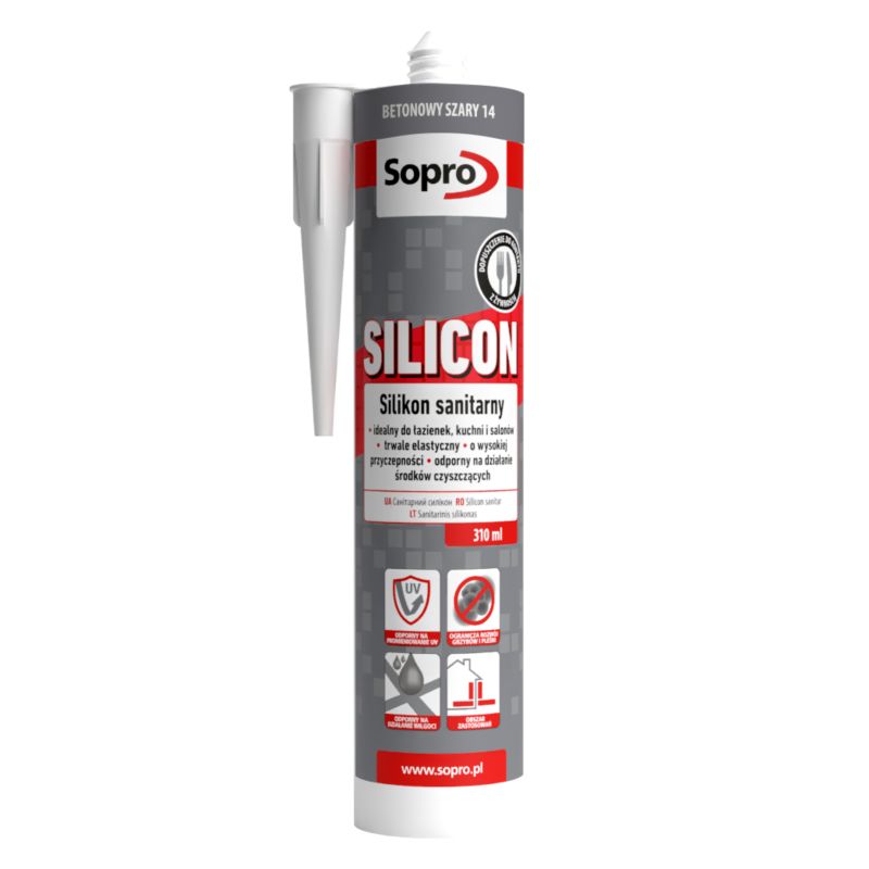 Silikon sanitarny Sopro 310 ml beton szary 14