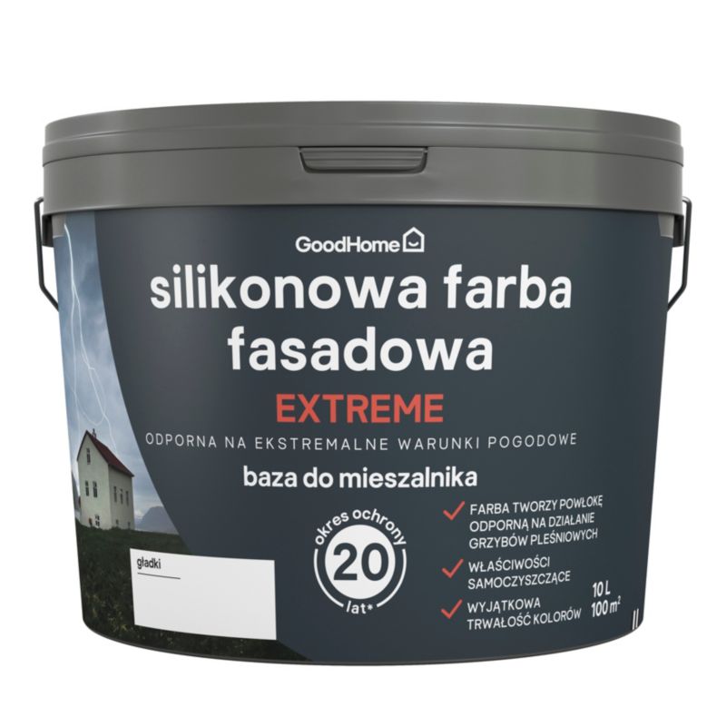 Silikonowa farba fasadowa GoodHome 10 l baza B1