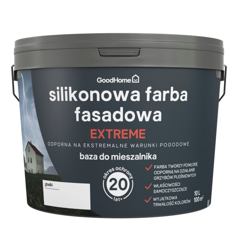 Silikonowa farba fasadowa GoodHome 10 l baza B2