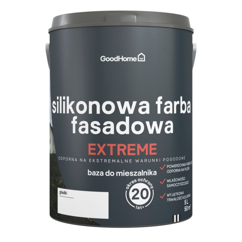 Silikonowa farba fasadowa GoodHome 5 l baza B4