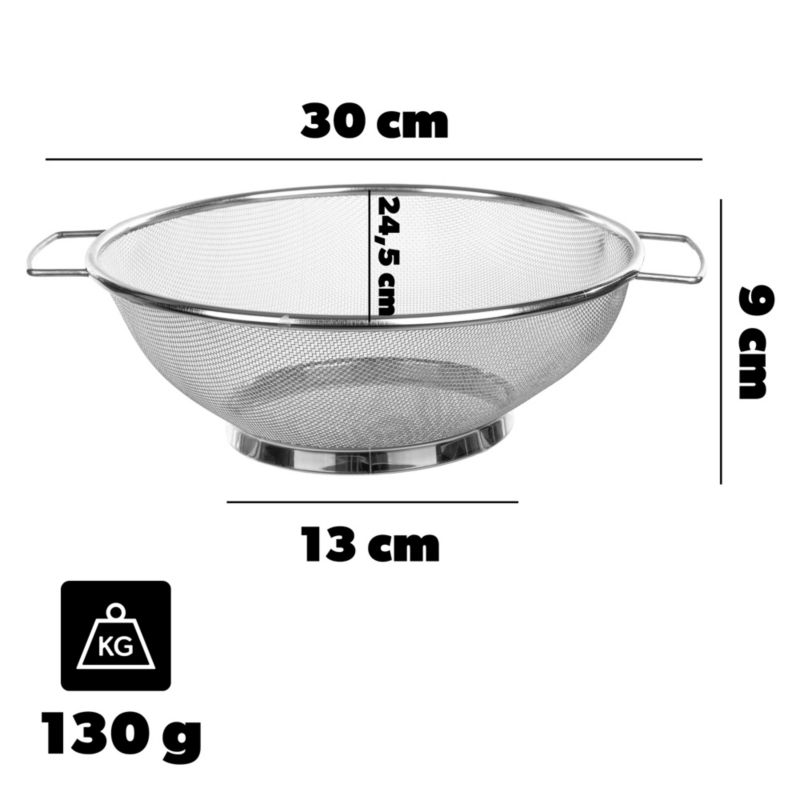 Sitko KADAX Durszlak Cedzak 24,5 cm Sito Kuchenne Stalowy Nierdzewny Do Warzyw Srebrny 1 szt.