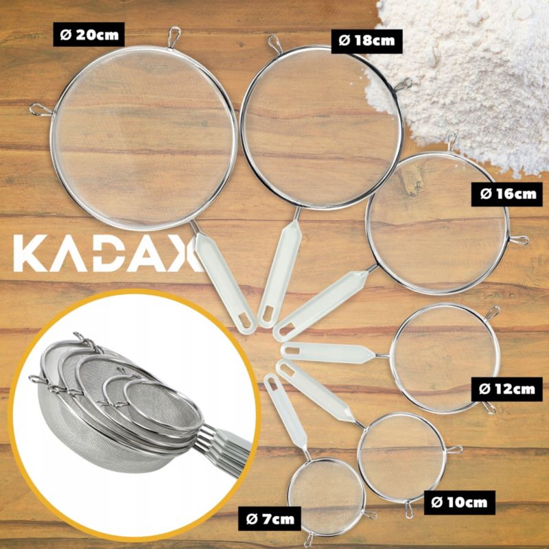 Sitko KADAX Kuchenne Przesiewacz mąki Nierdzewne Biały 10 cm 1 szt.