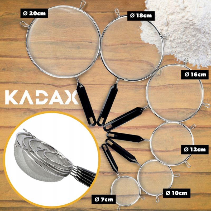 Sitko KADAX Przesiewacz mąki Kuchenne Nierdzewne Czarny 12 cm 1 szt.