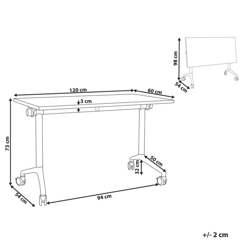 Składane biurko Cavi 120 cm 60 cm Brązowy 1 szt.