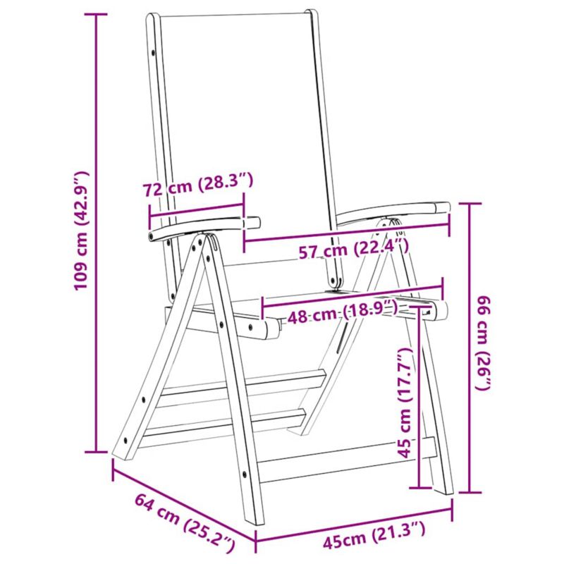 Składane krzesło vidaxl 57.5 x 72 x 109 cm 1 szt