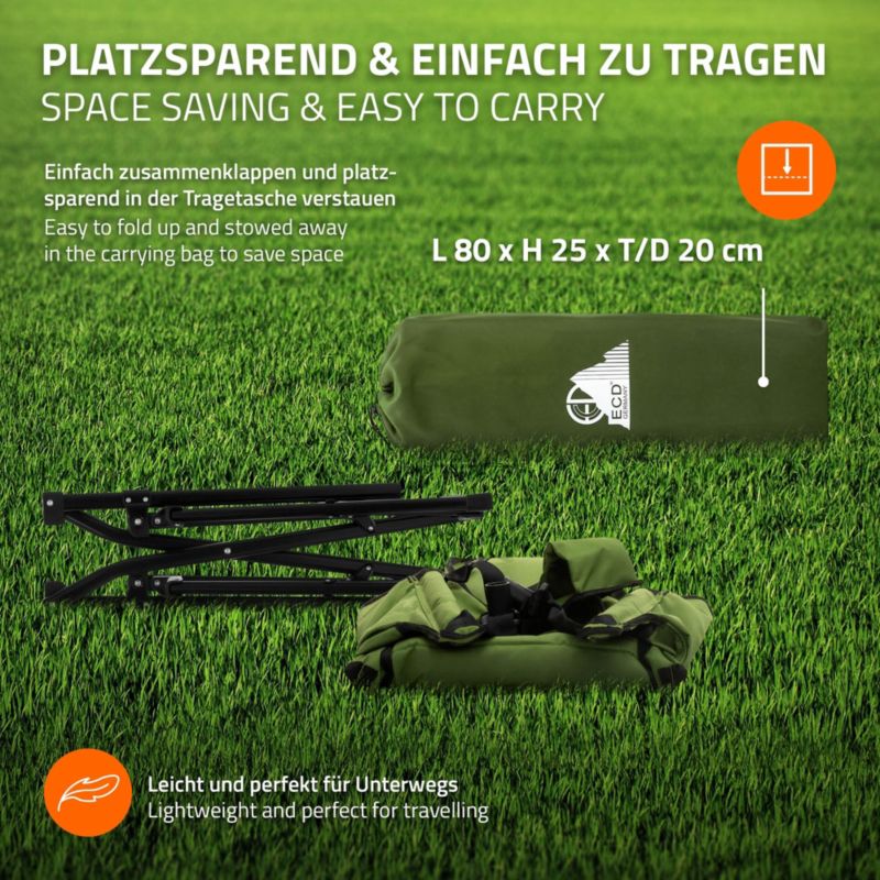 Skladane krzeslo campingowe ECD Germany krzesło wędkarskie khaki bujany metalowa konstrukcja regulowane  oparcie zagłówek 1 szt