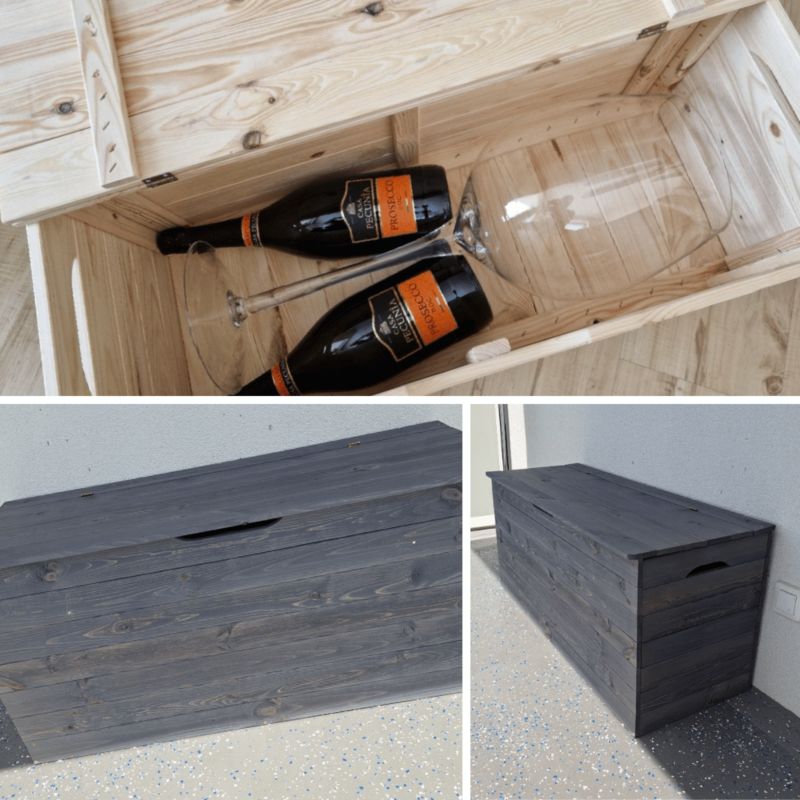 Skrzynia MODO24 ogrodowa drewniana z siedziskiem 190 l 51 x 81 x 52 cm siedzisko brązowe impregnacja brązowa 1 szt.