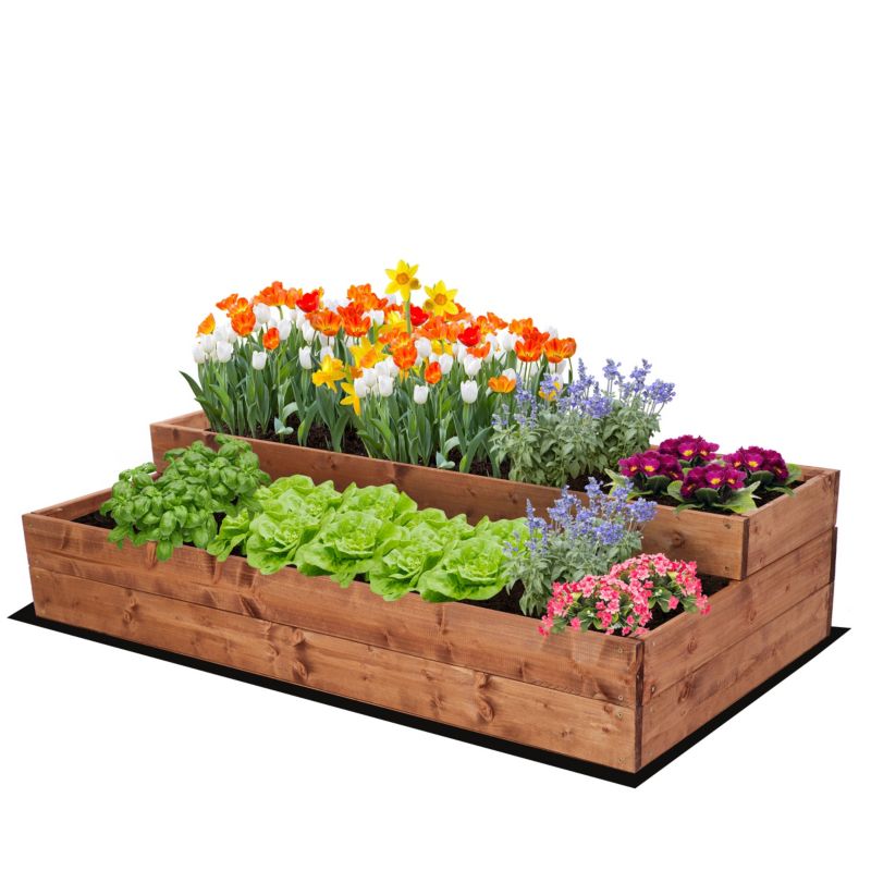 Skrzynia na warzywa MODO24 warzywnik szeroka 27x117x63 cm brązowa impregnacja 1 szt.