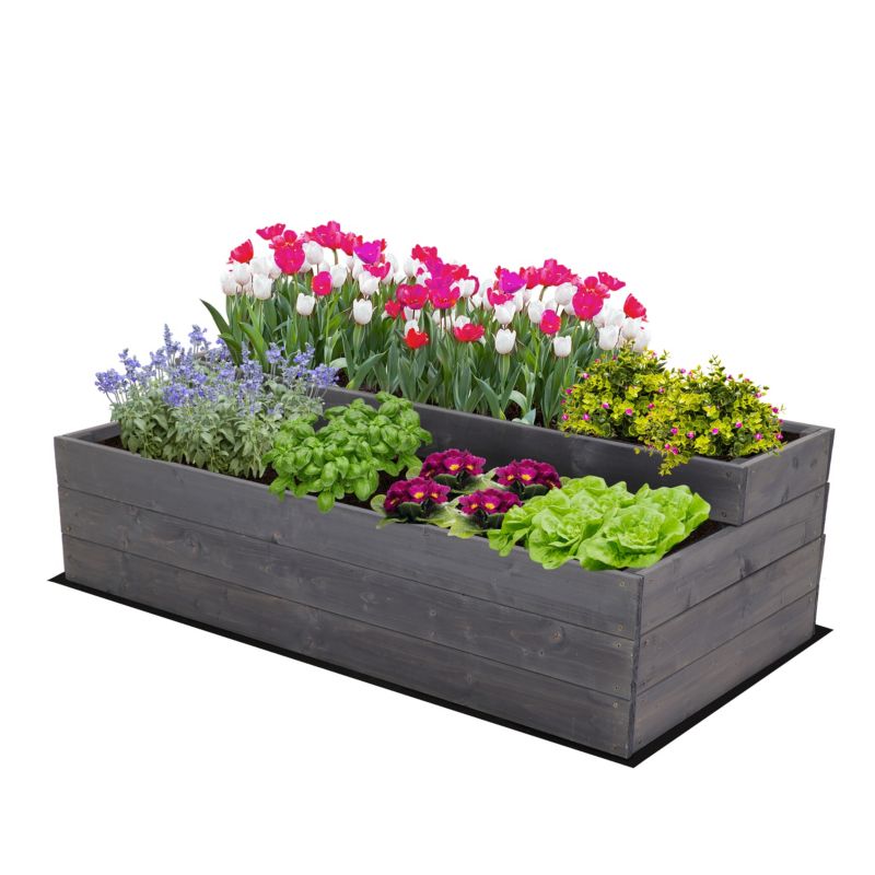 Skrzynia na warzywa MODO24 warzywnik szeroka 36x117x63 cm szara impregnacja 1 szt.