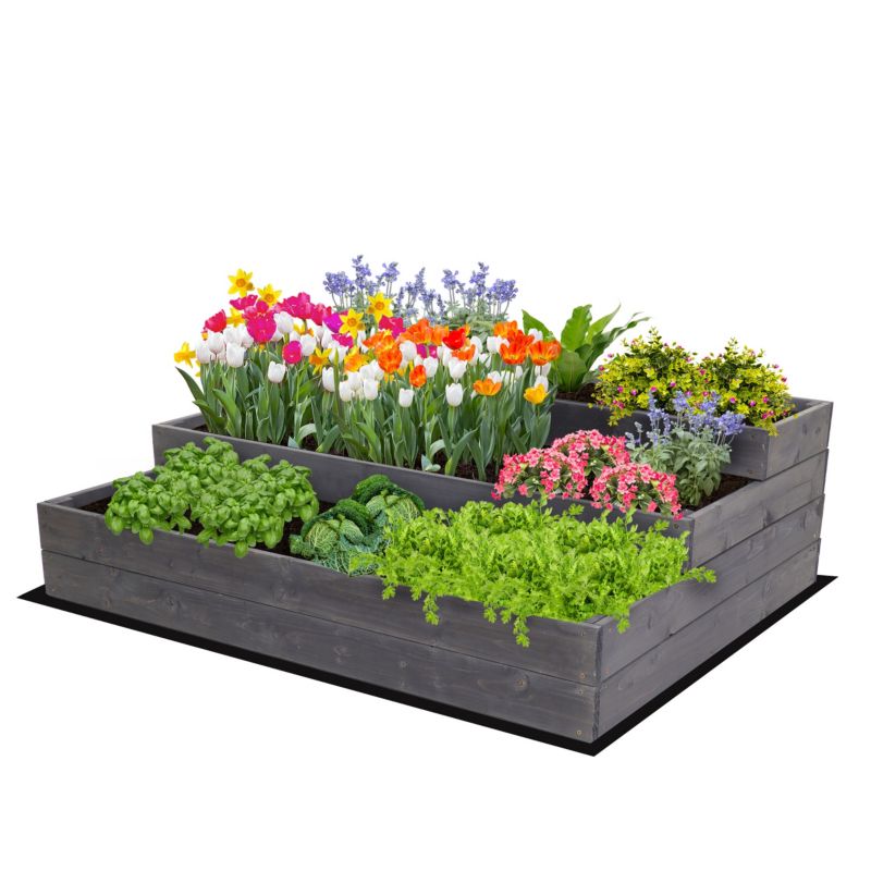 Skrzynia na warzywa MODO24 warzywnik szeroka wysoka 36x117x93 cm szara impregnacja 1 szt.