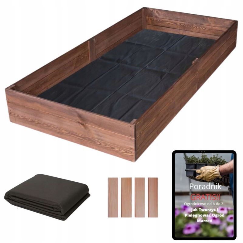 Skrzynia na Warzywniak SunWood Impregnowany Zielnik Inspekt 200x100cm + Poradnik 1 szt.