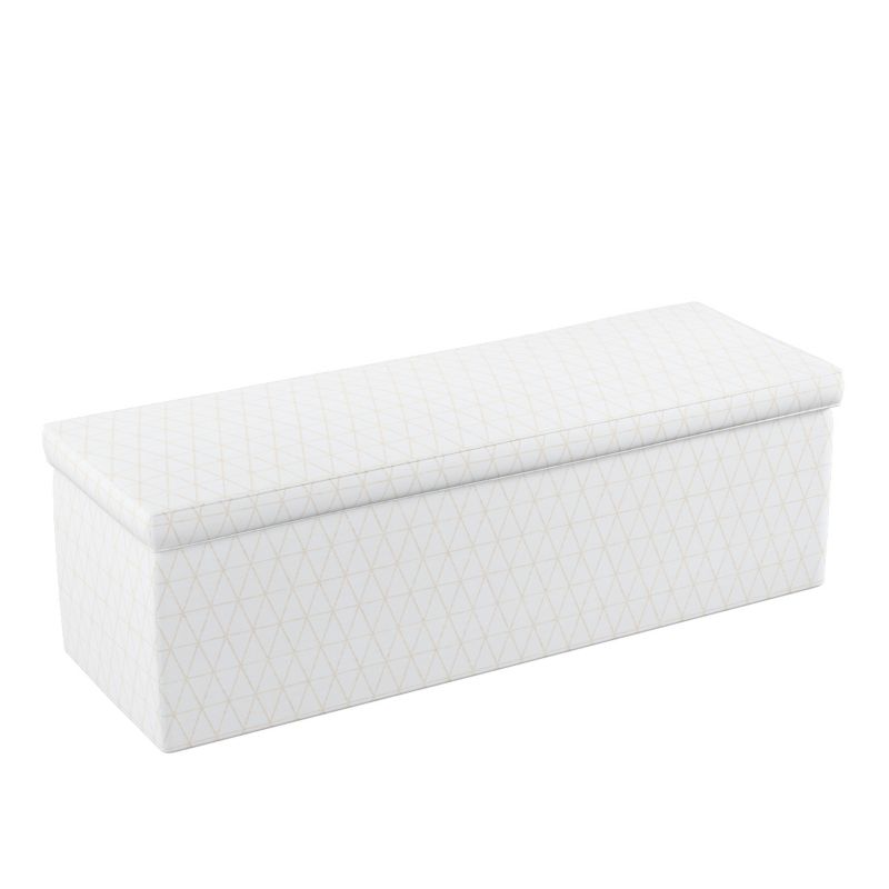 Skrzynia tapicerowana Dekoria 120 x 40 x 40 cm beżowe trójkąty na kremowo-białym tle 1 szt.