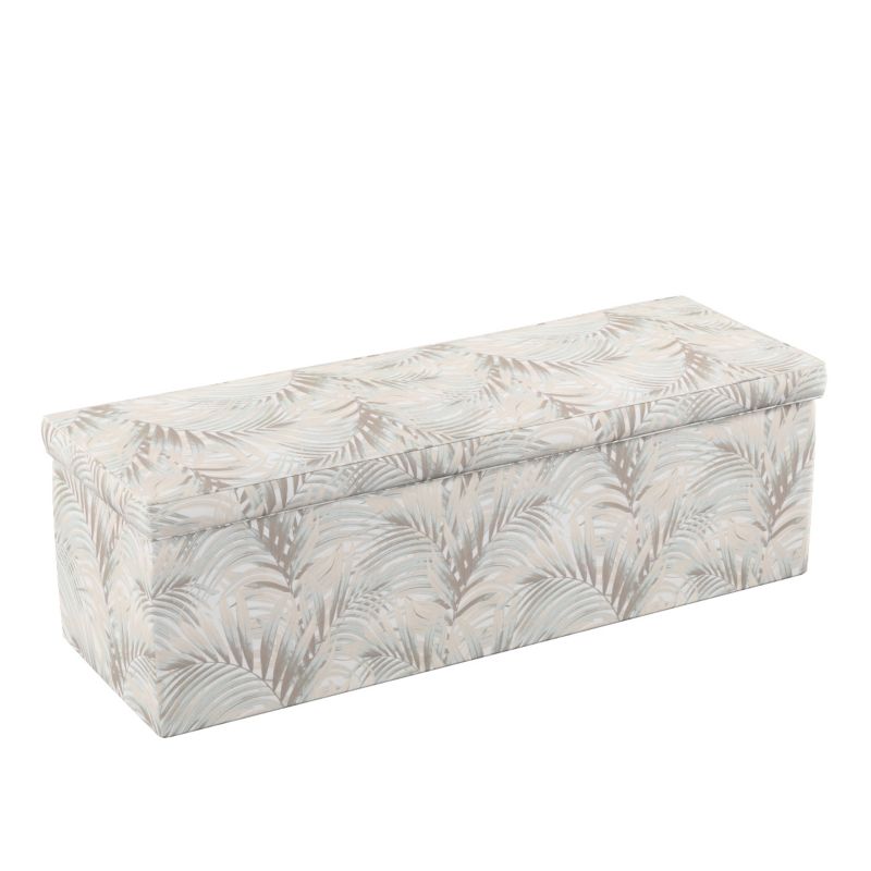 Skrzynia tapicerowana Dekoria 120 x 40 x 40 cm beżowo-kremowe liście palmy na białym tle   1 szt.