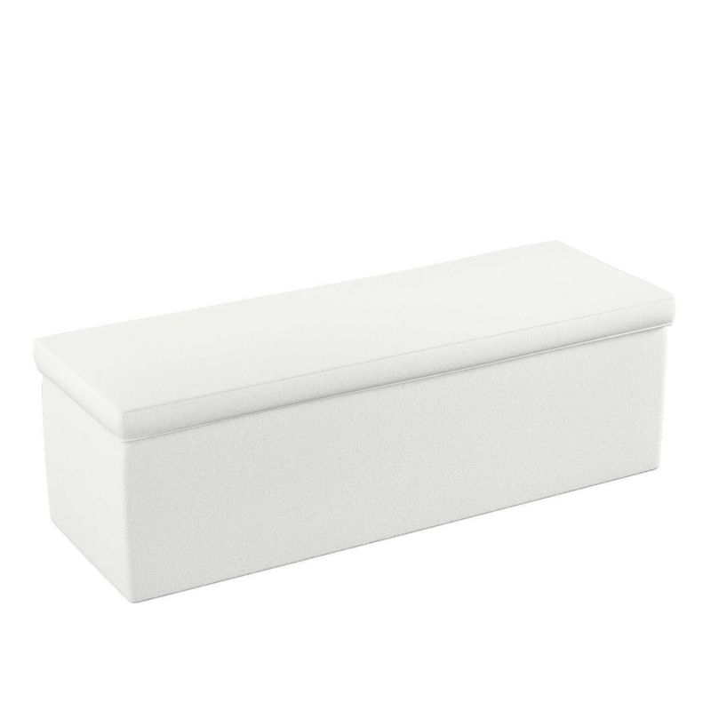 Skrzynia tapicerowana Dekoria 120 x 40 x 40 cm biała bukla 1 szt.