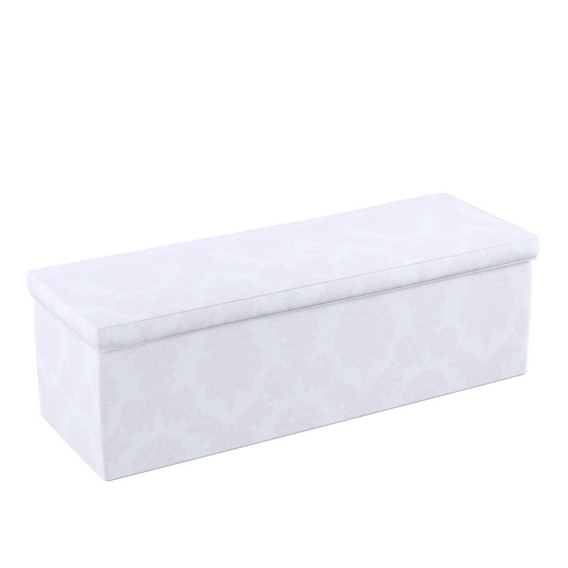 Skrzynia tapicerowana Dekoria 120 x 40 x 40 cm liście akantu na białym tle  1 szt.