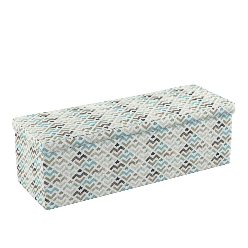 Skrzynia tapicerowana Dekoria 120 x 40 x 40 cm wzór geometryczny w odcieniach pastelowego błękitu i beżu na jasnym tle  1 szt.