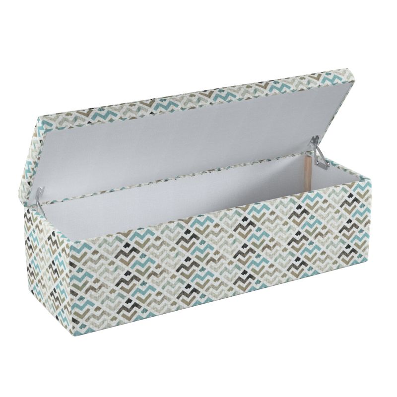 Skrzynia tapicerowana Dekoria 120 x 40 x 40 cm wzór geometryczny w odcieniach pastelowego błękitu i beżu na jasnym tle  1 szt.
