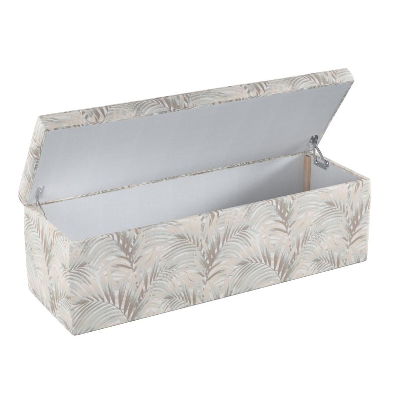 Skrzynia tapicerowana Dekoria 90 x 40 x 40 cm beżowo-kremowe liście palmy na białym tle   1 szt.