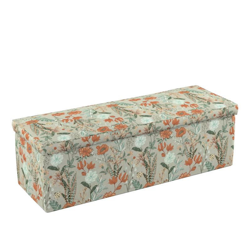 Skrzynia tapicerowana Dekoria 90 x 40 x 40 cm kolorowe kwiaty na szarym tle 1 szt.