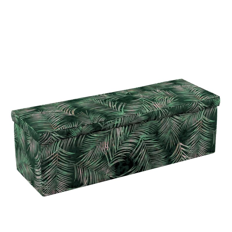 Skrzynia tapicerowana Dekoria 90 x 40 x 40 cm liscie na zielonym tle  1 szt.