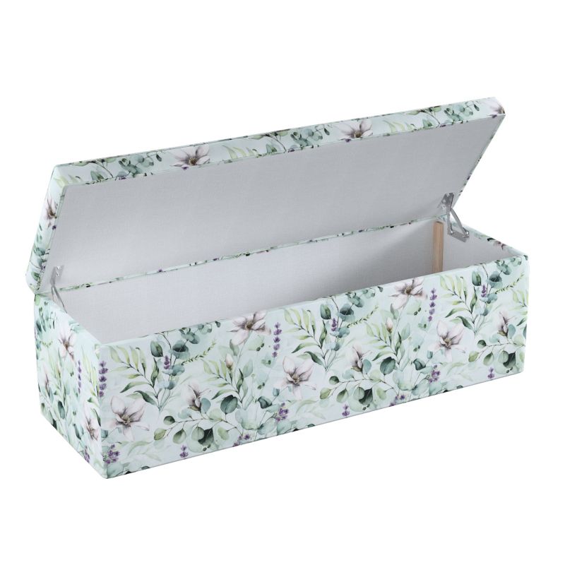 Skrzynia tapicerowana Dekoria 90 x 40 x 40 cm magnolie na miętowym tle 1 szt.