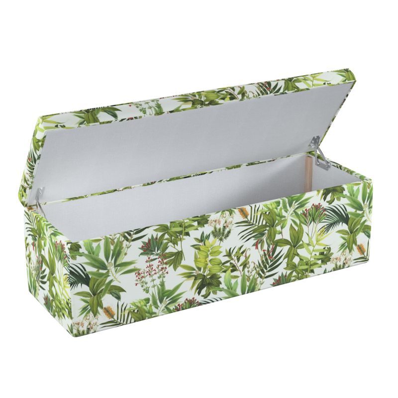 Skrzynia tapicerowana Dekoria 90 x 40 x 40 cm zielono-czerwona roślinność na białym tle 1 szt.
