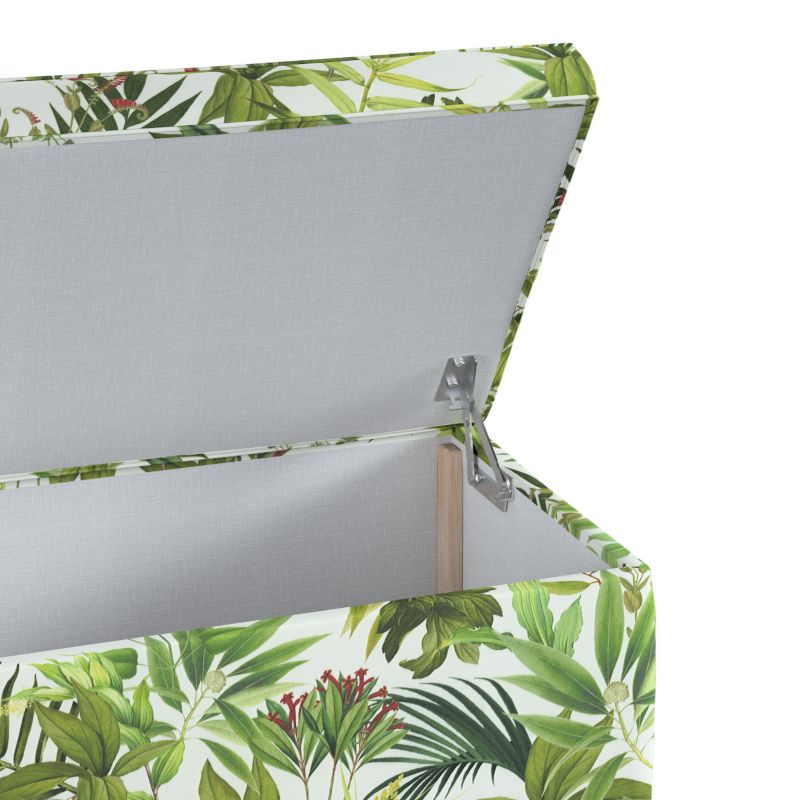 Skrzynia tapicerowana Dekoria 90 x 40 x 40 cm zielono-czerwona roślinność na białym tle 1 szt.
