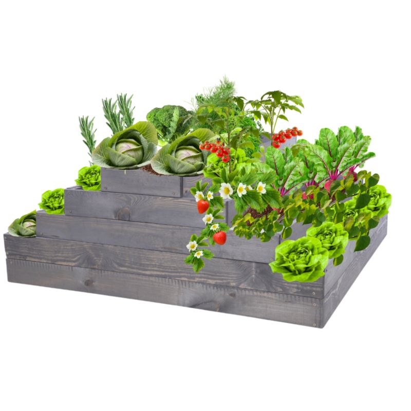Skrzynia warzywna MODO24 kaskadowa 45x117x100 cm szare impregnowane drewno 1 szt