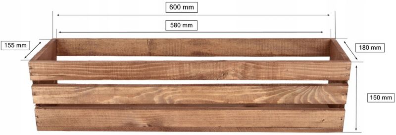 Skrzynka drewniana KOTARBAU balkonowa brązowa 60 cm 1 szt.