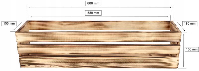 Skrzynka drewniana KOTARBAU balkonowa opalana 60 cm 1 szt.