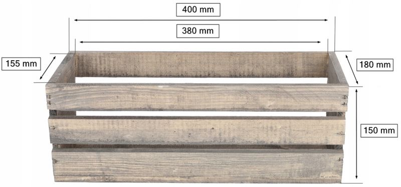 Skrzynka drewniana KOTARBAU balkonowa szara 40 cm 1 szt.