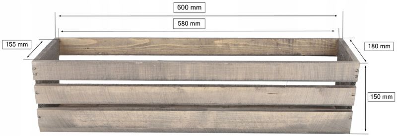 Skrzynka drewniana KOTARBAU balkonowa szara 60 cm 1 szt.