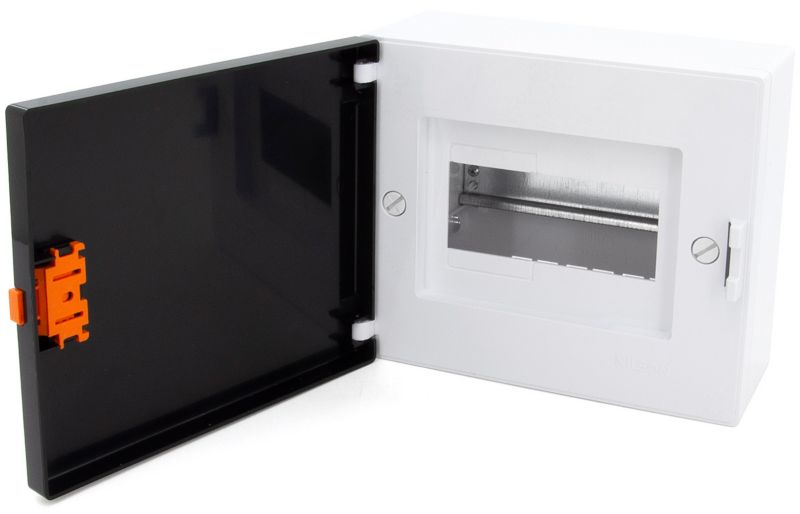 Skrzynka elektryczna NILSON 32881006 6-modułowa IP40, obudowa natynkowa ABS z szyną TH i poziomnicą,  1 szt.