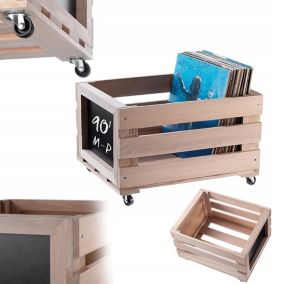Skrzynka Na Płyty KADAX 45x36cm Winylowe Pojemnik Stojak Tablica Na Kółkach Brązowy 1 szt.