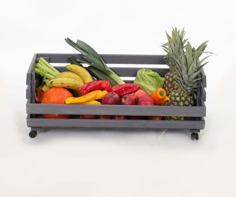 Skrzynka na warzywa i owoce MODO24 na kółkach 30x77x30 cm impregnat szary 1 szt