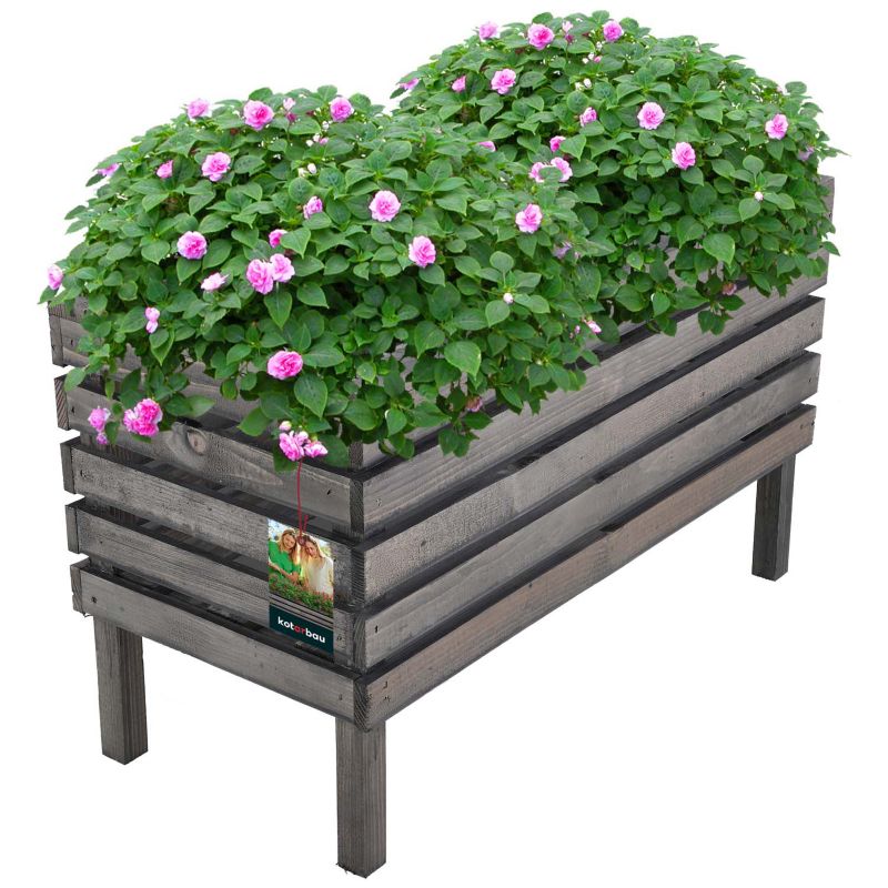 Skrzynka ogrodowa KOTARBAU drewniana stojąca szara 64 cm 1 szt.