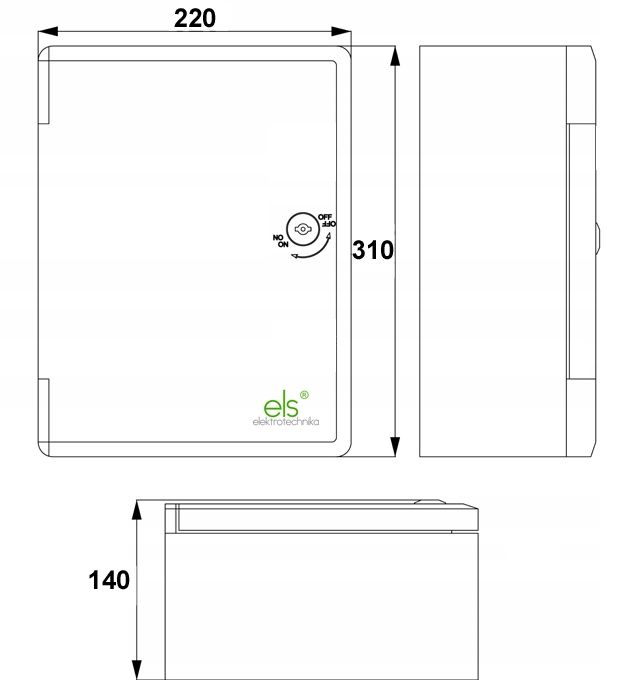 Skrzynka, szafa, obudowa ABS, plastikowa rozdzielnica ELS Elektrotechnika OA310220140 310x220x140 mm z płytą montażową 1 szt.