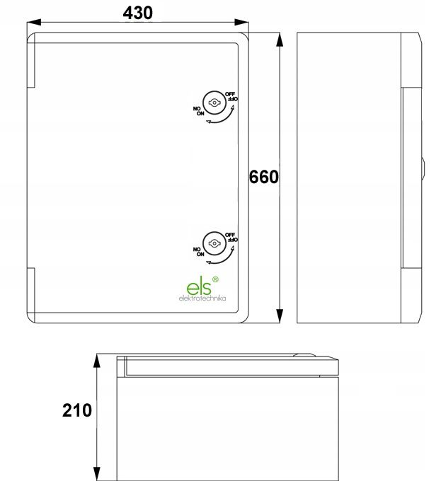 Skrzynka, szafa, obudowa ABS, plastikowa rozdzielnica ELS Elektrotechnika OA660430210 660x430x210 mm z płytą montażową 1 szt.