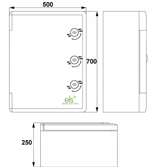 Skrzynka, szafa, obudowa ABS, plastikowa rozdzielnica ELS Elektrotechnika OA700500260 700x500x260 mm z płytą montażową 1 szt.