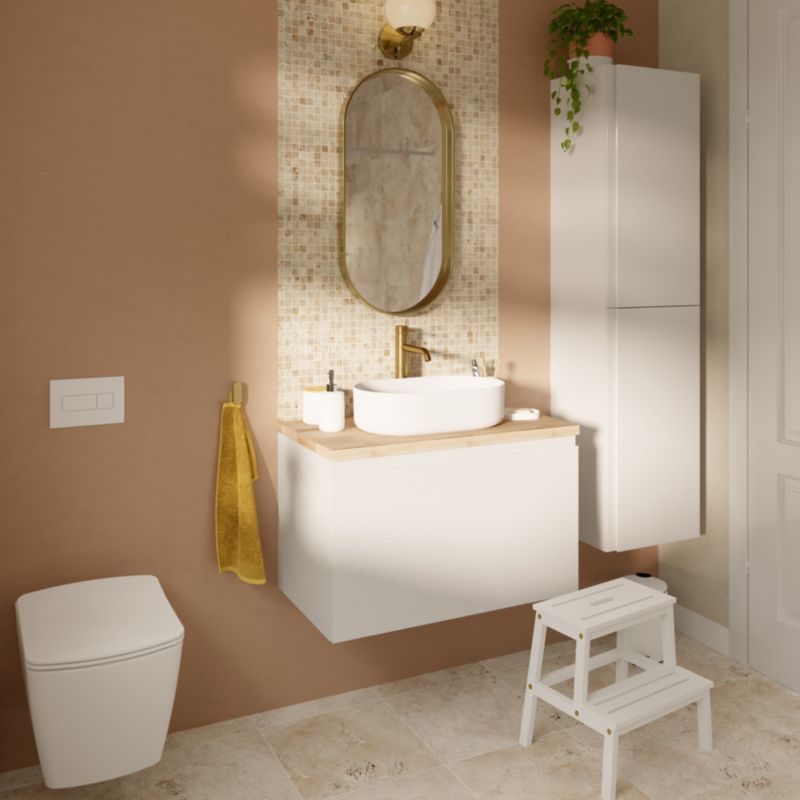 Słupek łazienkowy GoodHoome Levana 40 x 36 x 160 cm biały