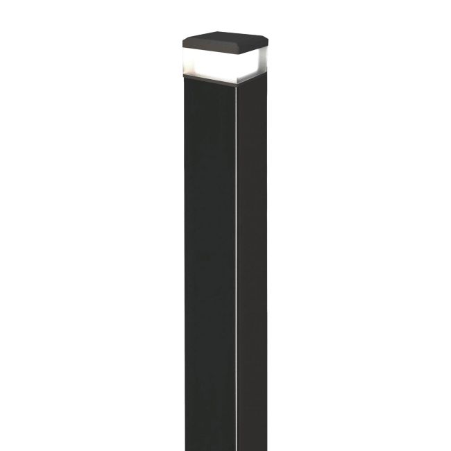 Słupek ogrodzeniowy gładki 7 x 7 x 200 cm z lampą LED czarna struktura