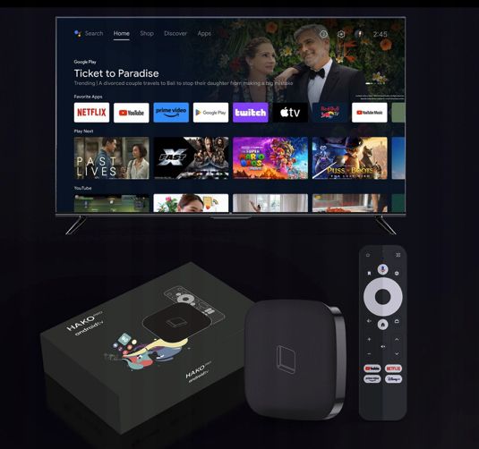 T9 Android 9.0 Boîtier Tv 2 Go Ram-16 Go Rom Support 2.4-5.0 Ghz Wifi