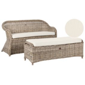 Sofa 2,5-osobowa Susua Rattan Z podnóżkiem Naturalny 1 kpl