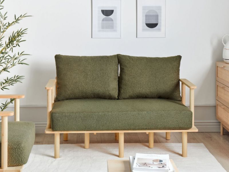 Sofa 2-osobowa boucle ciemnozielone Asker 1 szt.