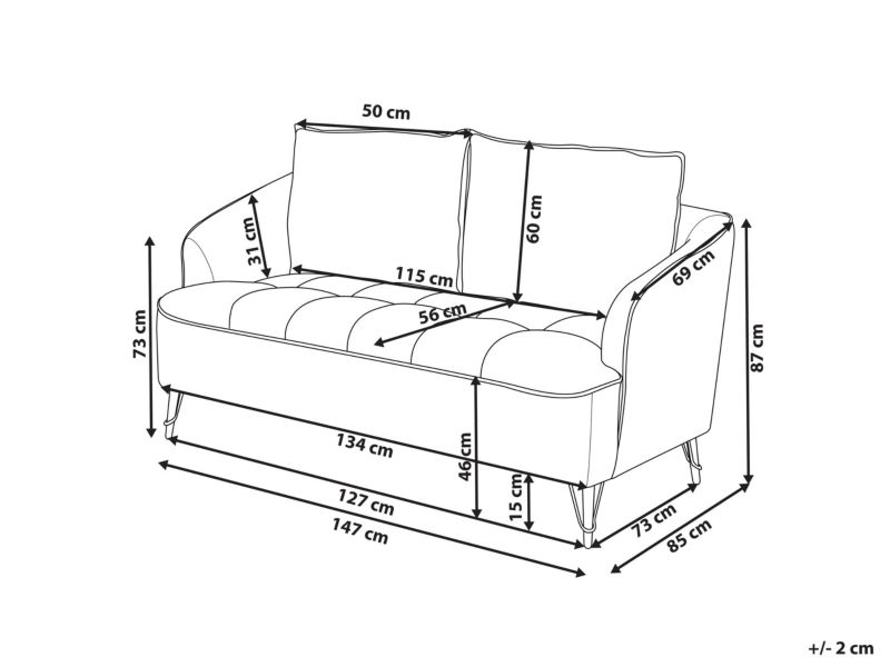 Sofa 2-osobowa brązowa Hobro 1 szt.