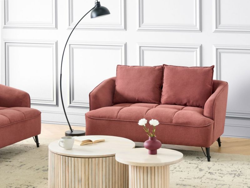 Sofa 2-osobowa burgundowa Hobro 1 szt.