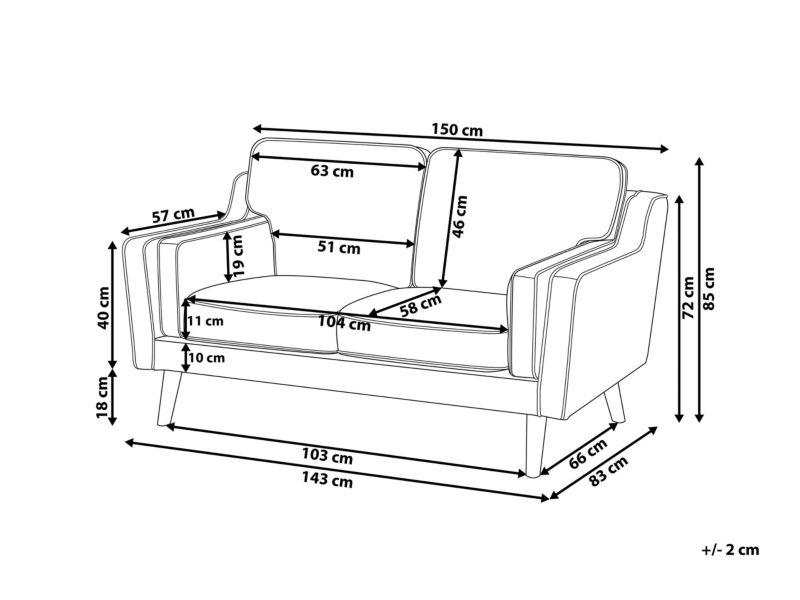 Sofa 2-osobowa ekoskóra szara Lokka 1 szt.