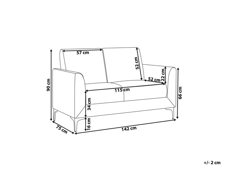 Sofa 2-osobowa szara Fenes 1 szt.